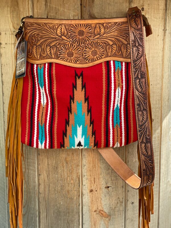 American Darling Saddle Blanket Bucket Tote - Red - Sarahjanes Oilcloth
